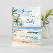 Invitation Sea you Soon coastal tropical beach Baby Shower (Debout devant)