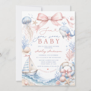 Invitation Sea You Soon Fille Baby Shower