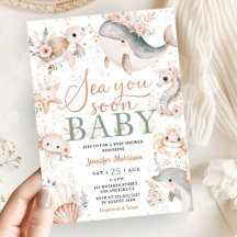 Sea You Soon Garçon Baby Shower Rose Floral Océan