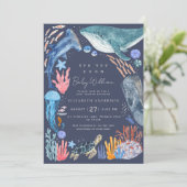 Invitation Sea You Soon Ocean Animals Boy Baby Shower (Debout devant)