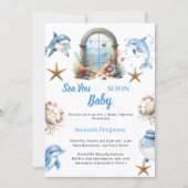 Invitation Sea You Soon ocean animals boy Baby Shower (Devant)