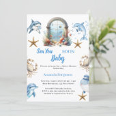 Invitation Sea You Soon ocean animals boy Baby Shower (Debout devant)