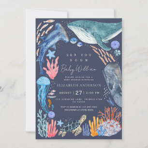 Invitation Sea You Soon Ocean Animaux Garçon Baby Shower