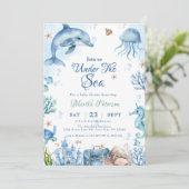 Invitation Sea You Soon Seashell Baby Shower (Debout devant)