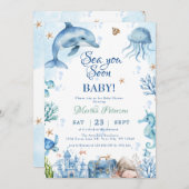 Invitation Sea You Soon Seashell Baby Shower (Devant / Derrière)