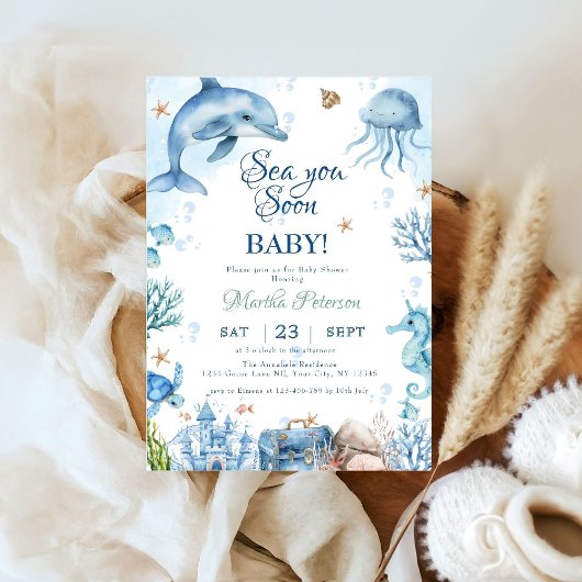 Invitation Sea You Soon Seashell Baby Shower