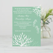 Invitation Seafoam Blue Coral Mariage de chevaux de mer Invit (Debout devant)
