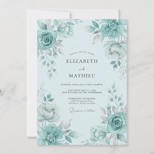Invitation Seafoam Green Lush Spring Wedding (Devant)