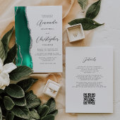 Invitation Seafoam Green Silver Agate QR Code Mariage