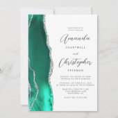 Invitation Seafoam Green Silver Agate QR Code Mariage (Devant)
