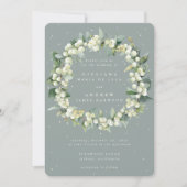 Invitation Seafoam Green Snowberry+Eucalyptus Wreath Mariage (Devant)