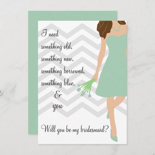 Invitation Seafoam Mint Chevron Serez-Vous Ma Femme D'Accueil (Devant / Derrière)