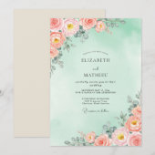 Invitation Seafoam Peach Radiant Spring Wedding (Devant / Derrière)
