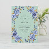 Invitation Seafoam Pervenche Ranunculus Gris Eucalyptus Wedd (Debout devant)