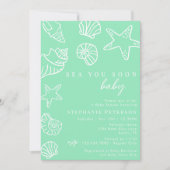 Invitation Seafoam Sea You Bientôt Baby shower De Plage Côtie (Devant)