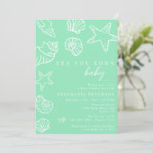Invitation Seafoam Sea You Bientôt Baby shower De Plage Côtie (Debout devant)