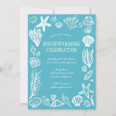 Invitation Seafoam Seashells Custom HOUSEWARMINING PARTY (Devant)