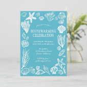 Invitation Seafoam Seashells Custom HOUSEWARMINING PARTY (Debout devant)