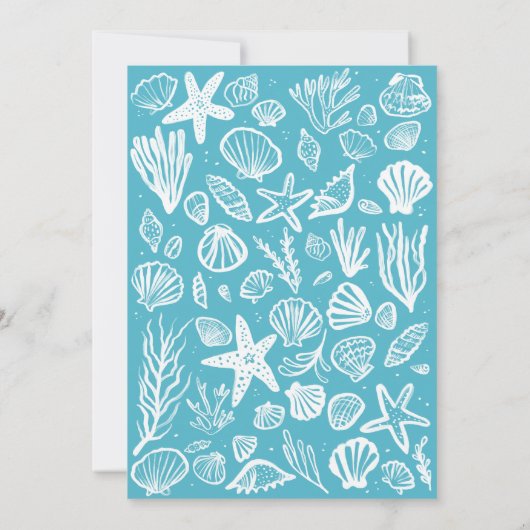 Invitation Seafoam Seashells Custom HOUSEWARMINING PARTY (Dos)