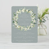 Invitation Seafoam Snowberry+Eucalyptus Mariage répétition (Debout devant)