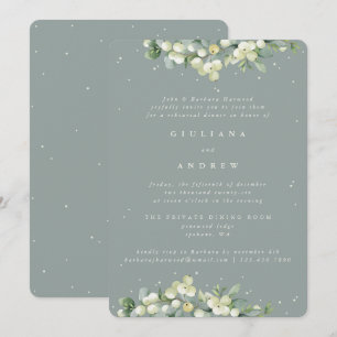 Invitation Seafoam Snowberry+Eucalyptus Mariage répétition