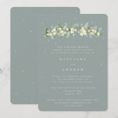 Invitation Seafoam Snowberry+Eucalyptus Mariage répétition (Devant / Derrière)