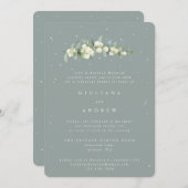 Invitation Seafoam Snowberry+Eucalyptus Mariage répétition (Devant / Derrière)