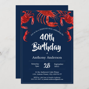 Invitation Seafood Boil Unique Red Dark Blue Anniversaire