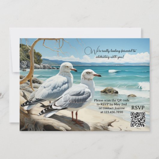 Invitation Seagull Beach Adventure Tout en un Mariage (Dos)