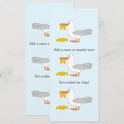 Invitation Seagull Il m'a Nicked Chips Ville personnalisée (Devant / Derrière)