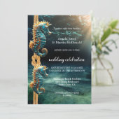 Invitation Seahorse Aquarium Nautique Océan Mariage (Debout devant)