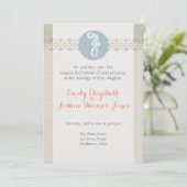 Invitation Seahorse Bleu Classique Nautique Élégant (Debout devant)