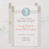 Invitation Seahorse Bleu Classique Nautique Élégant (Devant / Derrière)