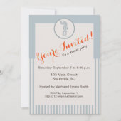 Invitation Seahorse Bleu Classique Nautique Élégant (Devant)