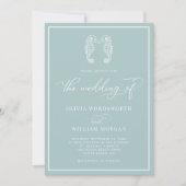 Invitation Seahorse Coastal Sea Glass Beach Script Mariage (Devant)