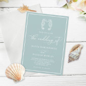 Invitation Seahorse Coastal Sea Glass Beach Script Mariage