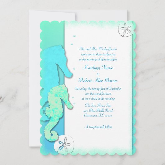 Invitation Seahorse Couple Parents Mariages Inviter (Devant)