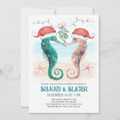 Invitation Seahorse Kiss Coastal Christmas Couples Douche (Devant)