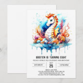 Invitation Seahorse Serenade Underwater Whimsy Anniversaire (Devant / Derrière)