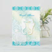 Invitation Seahorse Summer Beach Mariage Couples Douche (Debout devant)