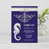 Invitation Seahorse thème de la plage d'été anniversaire Mari (Debout devant)