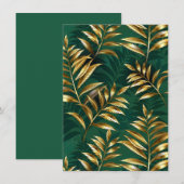 Invitation Seamless pattern with golden ferns (Devant / Derrière)