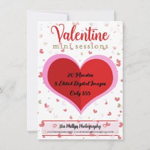 Invitation Séances de photographie mini or Saint-Valentin rou