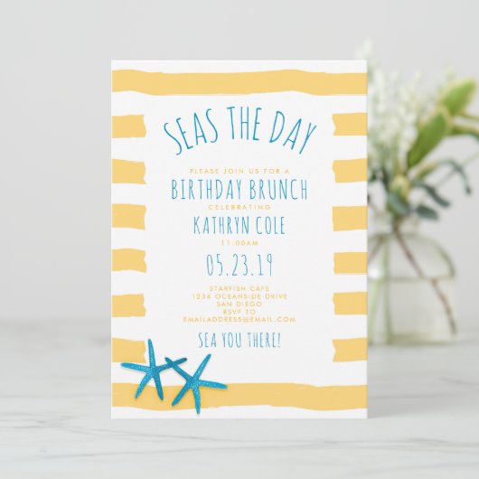 Invitation Seas The Day Beach Anniversaire Brunch (Debout devant)
