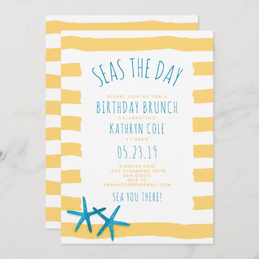 Invitation Seas The Day Beach Anniversaire Brunch (Devant / Derrière)