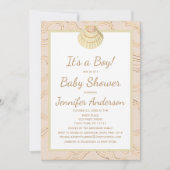 Invitation Seashell Baby shower de plage d'été Garçon (Devant)