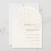 Invitation Seashell Beach Coastal Ivory & Gold Arch Wedding (Devant)