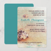 Invitation Seashell Beach Collage Anniversaire Fête Invitatio (Devant / Derrière)