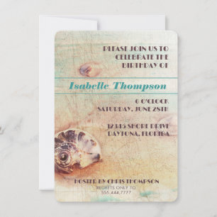 Invitation Seashell Beach Collage Anniversaire Fête Invitatio