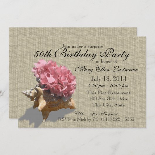 Invitation Seashell Bouquet 50e anniversaire (Devant / Derrière)